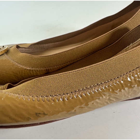 Tory Burch Caroline 2 Ballet Flats Tan Beige Patent Leather Ballerina Shoes 7 7M - Picture 8 of 16
